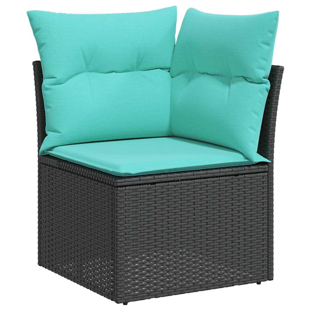sofasæt til haven 9 dele med hynder polyrattan sort - Image 4