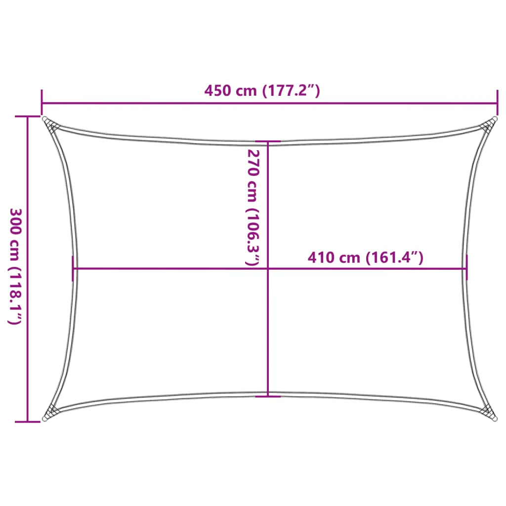 solsejl 160 g/m² 3x4,5 m HDPE sort - Image 9