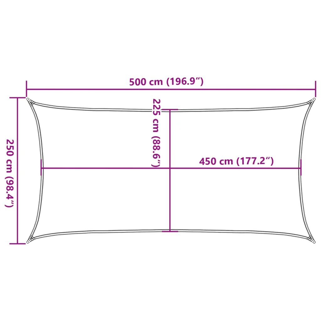 solsejl 2,5x5 m 160 g/m² HDPE antracitgrå - Image 9