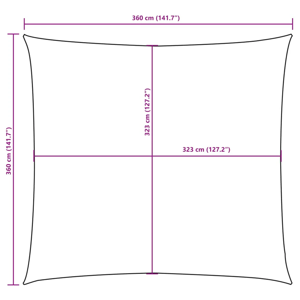 solsejl 3,6x3,6 m oxfordstof firkantet rød - Image 9