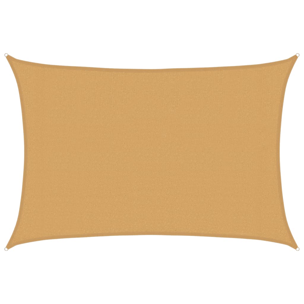 solsejl 3x5 m 160 g/m² HDPE rektangulær sandfarvet - Image 2