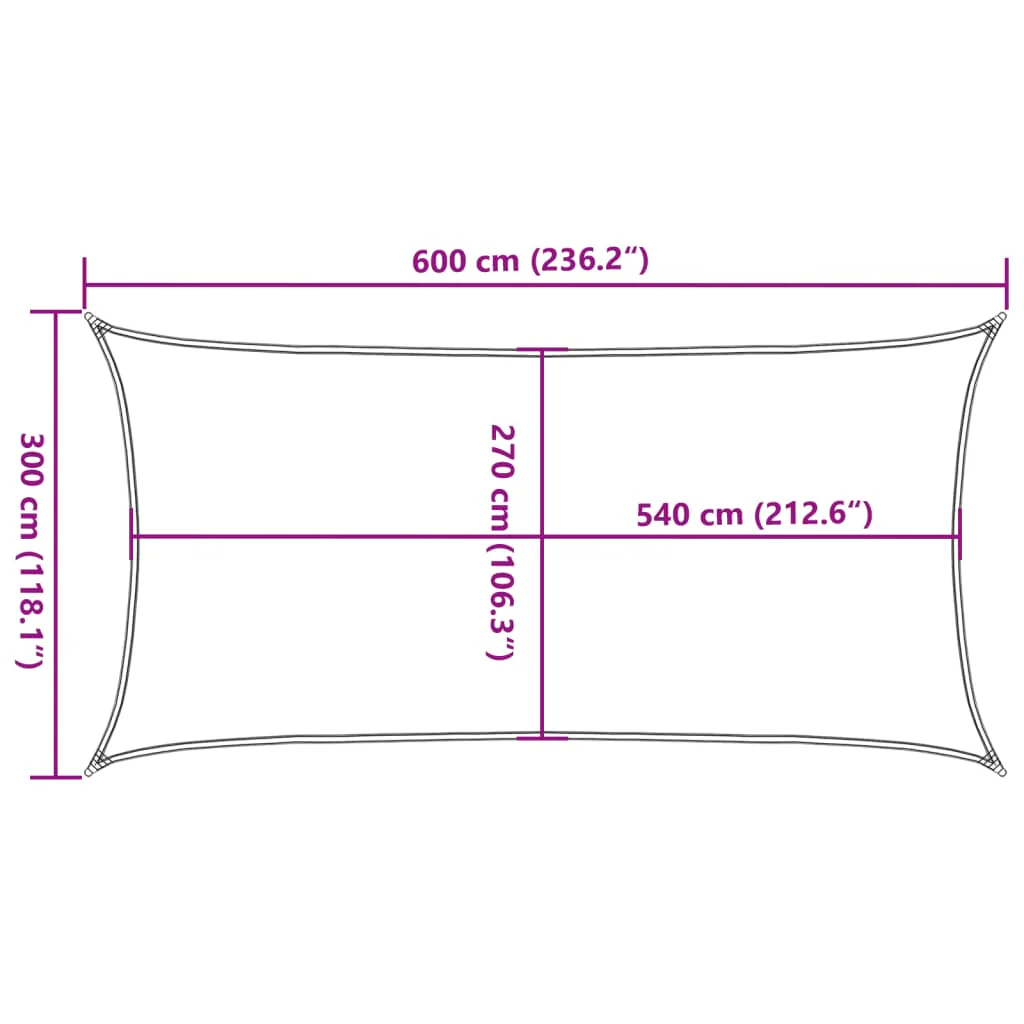 solsejl 3x6 m 160 g/m² rektangulær HDPE blå - Image 9