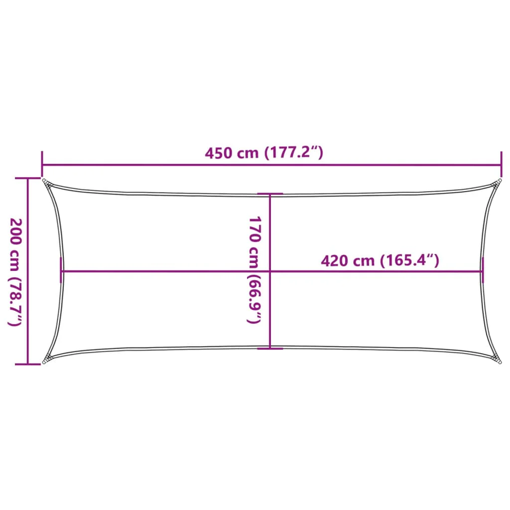 solsejl 4,5x2 m 100 % polyesterstof sandfarvet - Image 9
