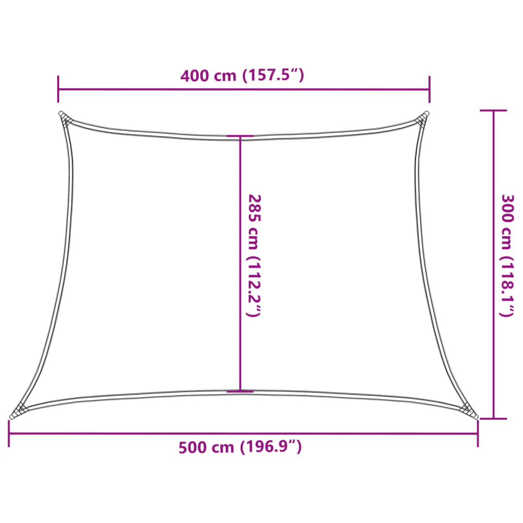 solsejl 4/5x3 m 160 g/m² HDPE sort - Image 9