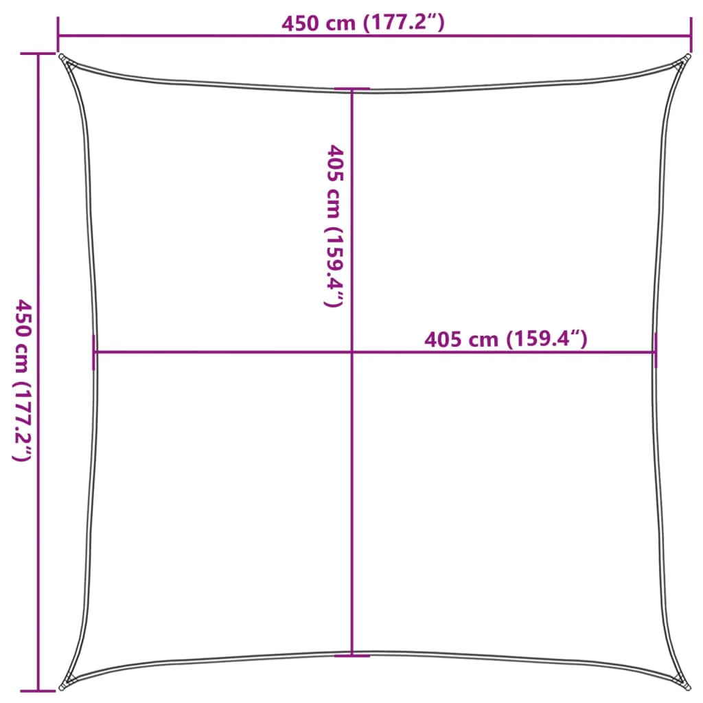 solsejl 4,5x4,5 m 160 g/m² HDPE antracitgrå - Image 9
