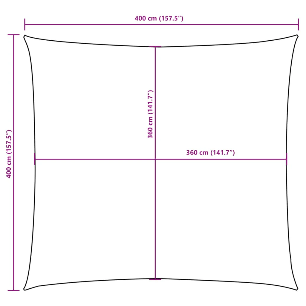solsejl 4x4 m firkantet oxfordstof gråbrun - Image 9