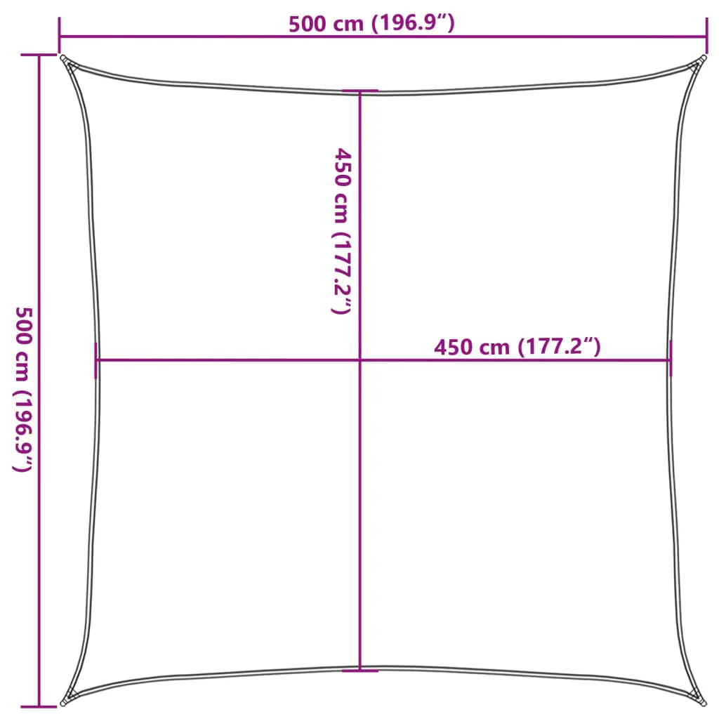 solsejl 5x5 m 160 g/m² firkantet HDPE gul - Image 9