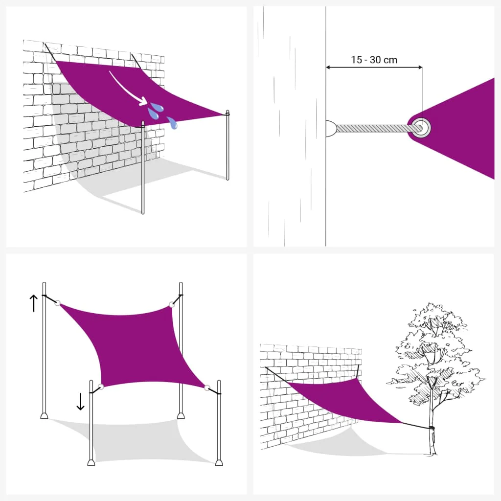 solsejl 5x6x6 m trekantet oxfordstof hvid - Image 4