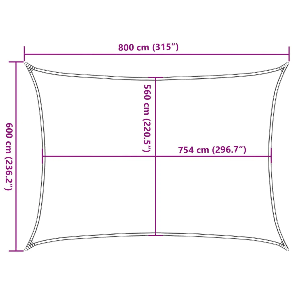 solsejl 8x6 m 100 % polyesterstof sandfarvet - Image 9
