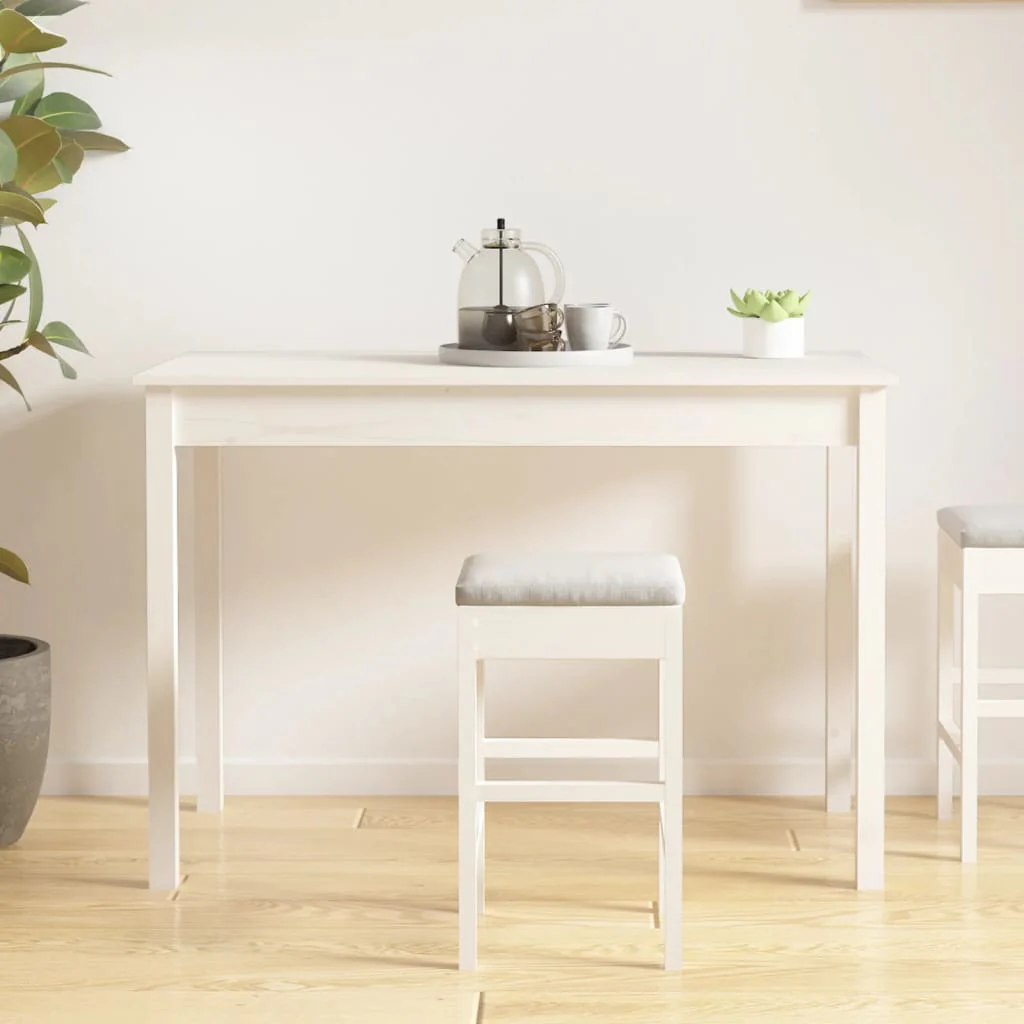 spisebord 110x55x75 cm massivt fyrretræ hvid - Image 5
