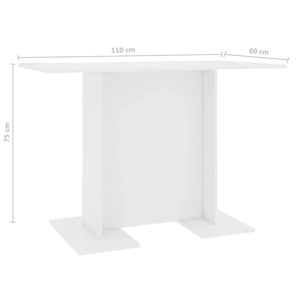 spisebord 110x60x75 cm konstrueret træ hvid - Image 6