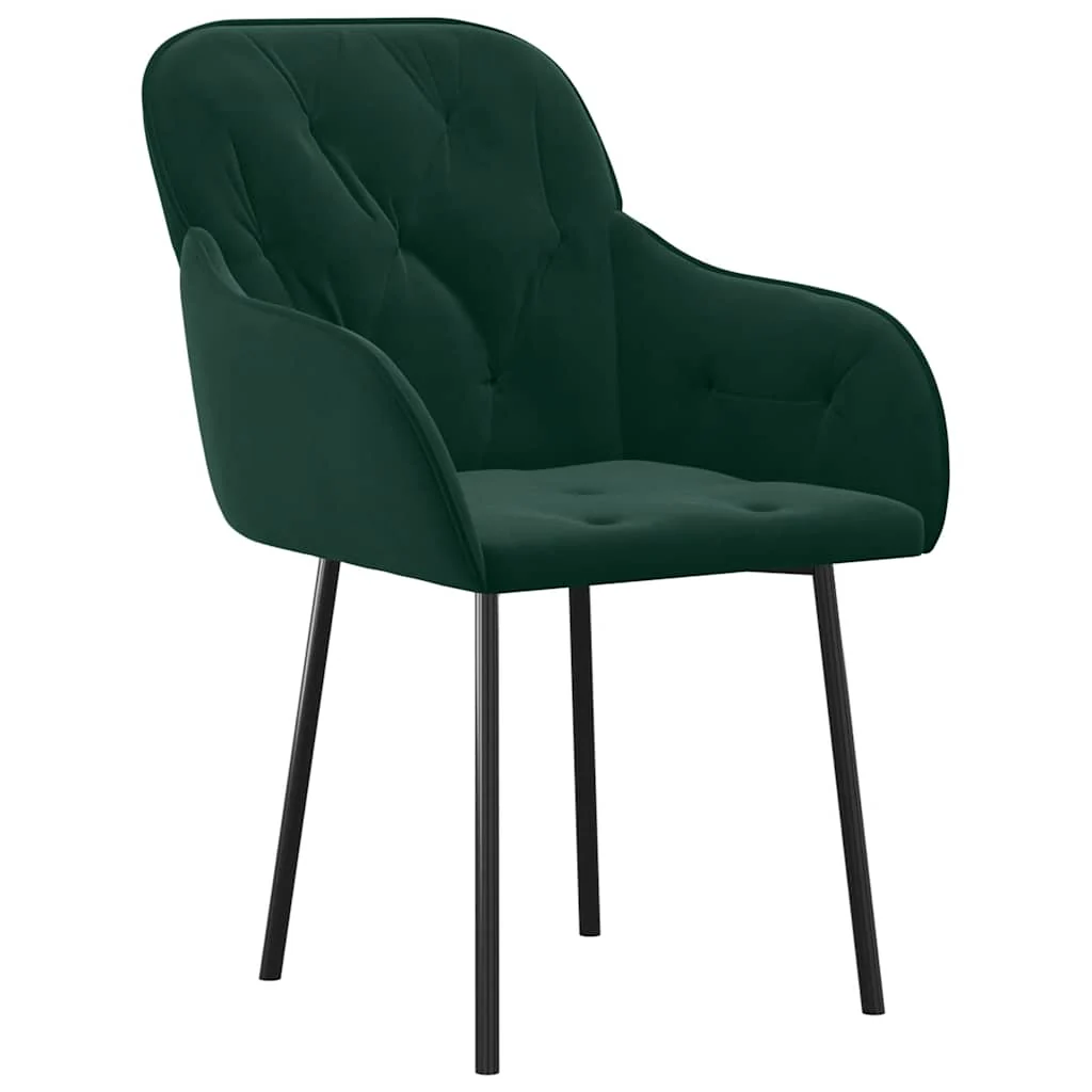 spisebordsstole 2 stk. fløjl mørkegrøn - Image 3