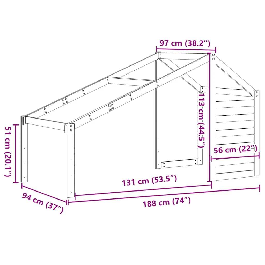 stel til husseng 188x97x113 cm massivt fyrretræ gyldenbrun - Image 8