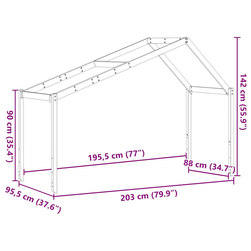 stel til husseng 203x95,5x142 cm massivt fyrretræ hvid - Image 8
