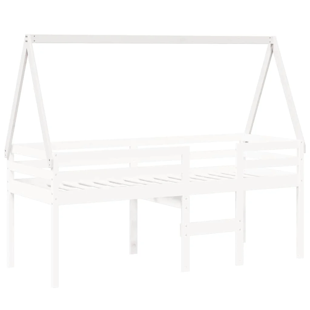 stel til husseng 209x85,5x88 cm massivt fyrretræ hvid - Image 3