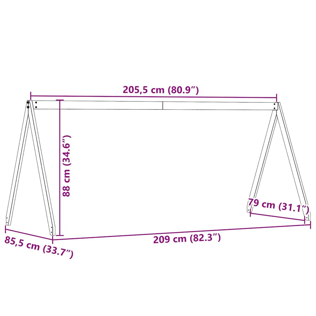 stel til husseng 209x85,5x88 cm massivt fyrretræ hvid - Image 8