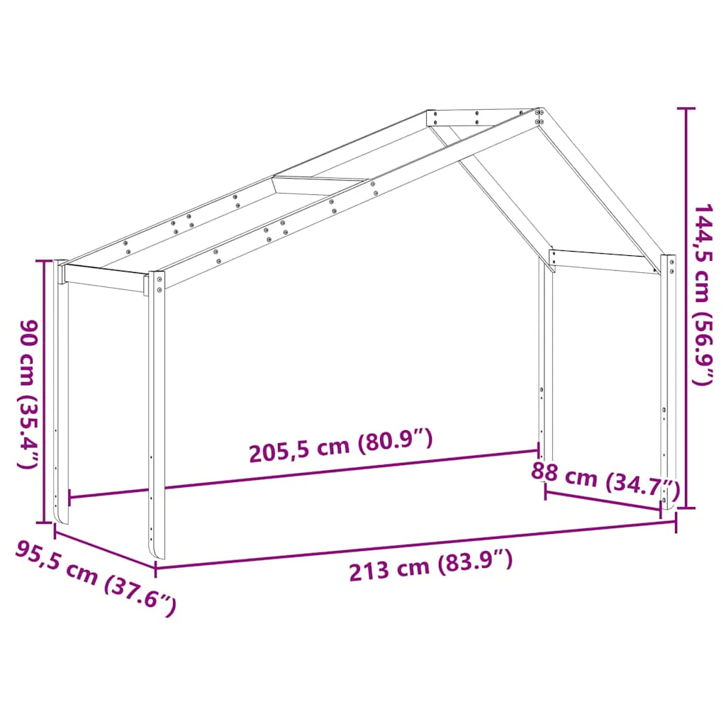 stel til husseng 213x95,5x144,5 cm massivt fyrretræ hvid - Image 8