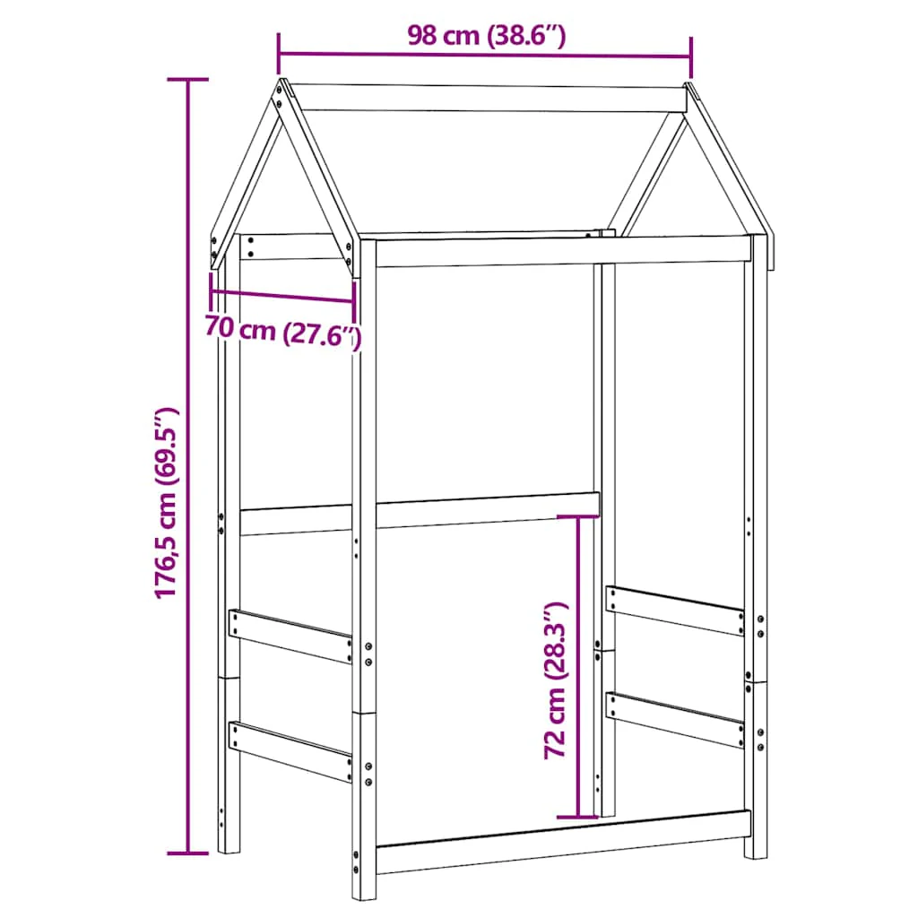 stel til husseng 98x70x176,5 cm massivt fyrretræ gyldenbrun - Image 8