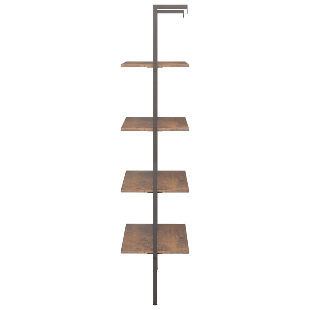 stigereol med 4 hylder 64x35x152,5 cm mørkebrun og sort - Image 4