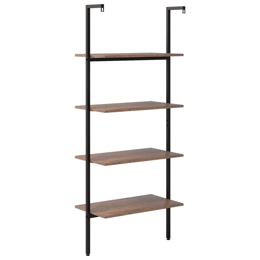 stigereol med 4 hylder 64x35x152,5 cm mørkebrun og sort - Image 5