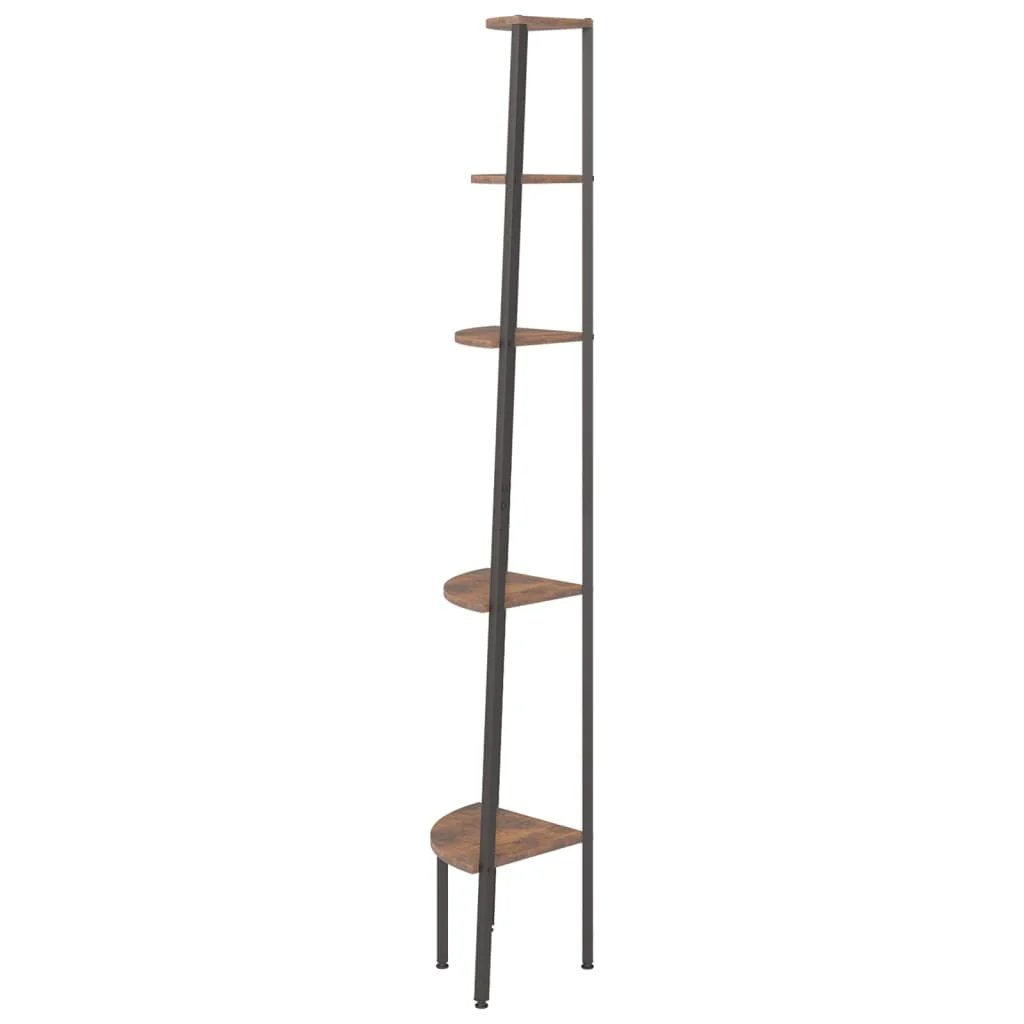 stigereol med 5 hylder 45,5x31,5x180 cm mørkebrun og sort - Image 4