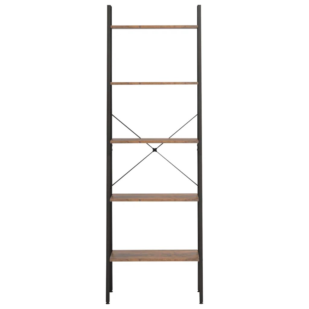stigereol med 5 hylder 56x35x174 cm mørkebrun og sort - Image 3