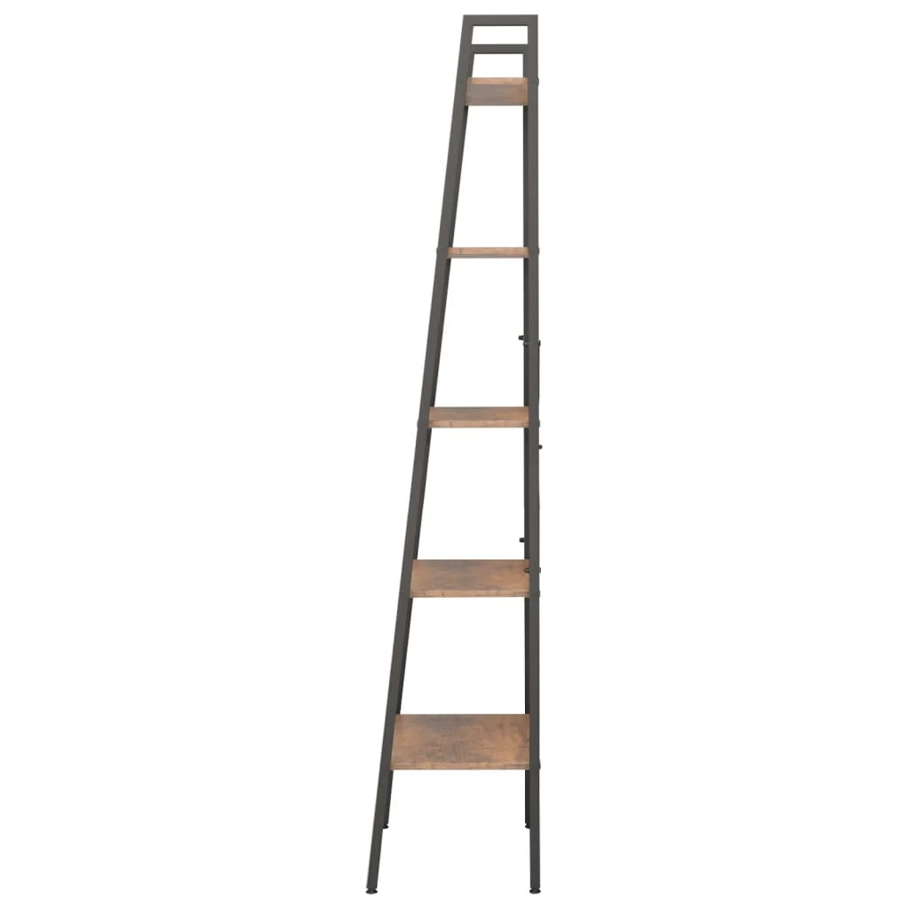 stigereol med 5 hylder 56x35x174 cm mørkebrun og sort - Image 4
