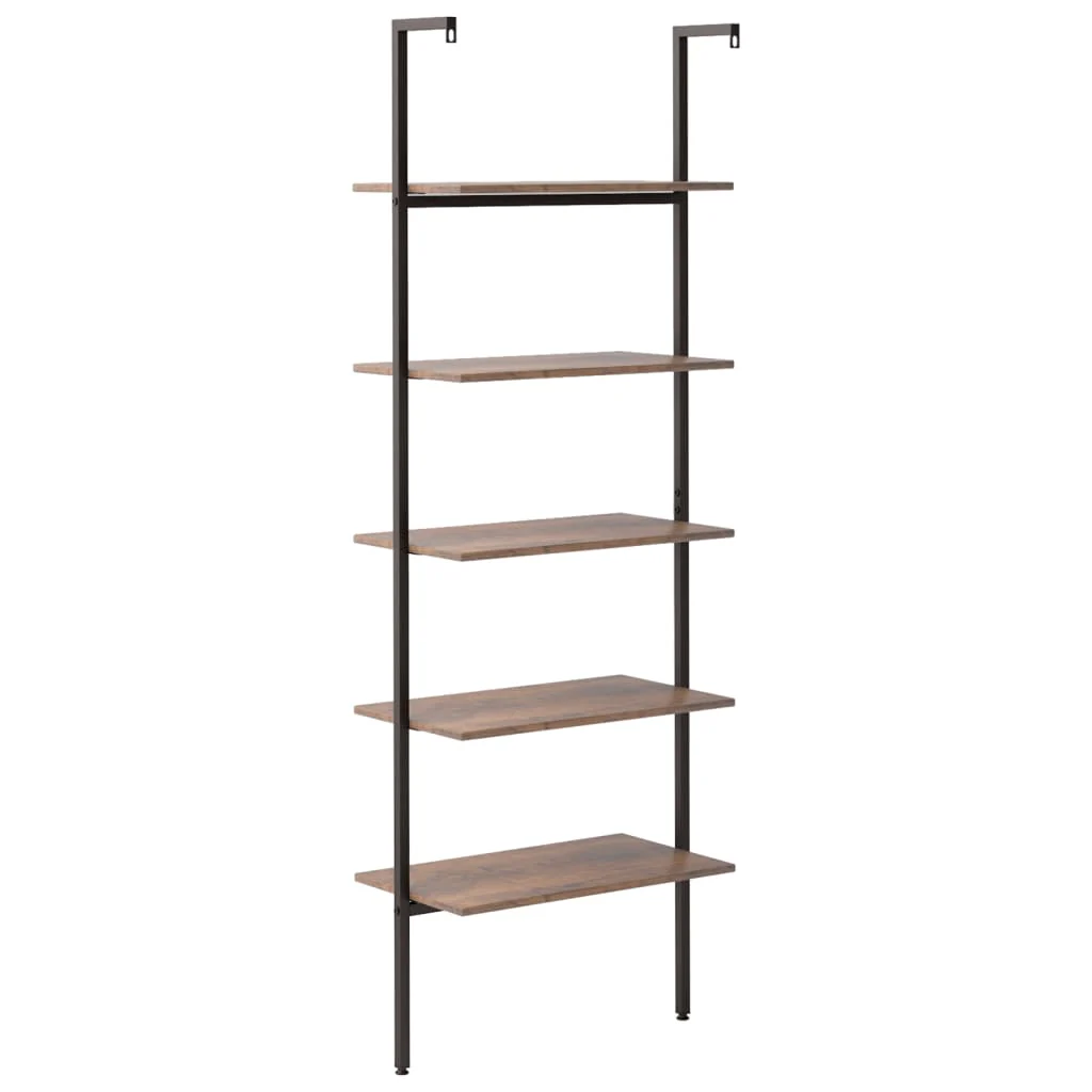 stigereol med 5 hylder 64x35x185 cm mørkebrun og sort - Image 5