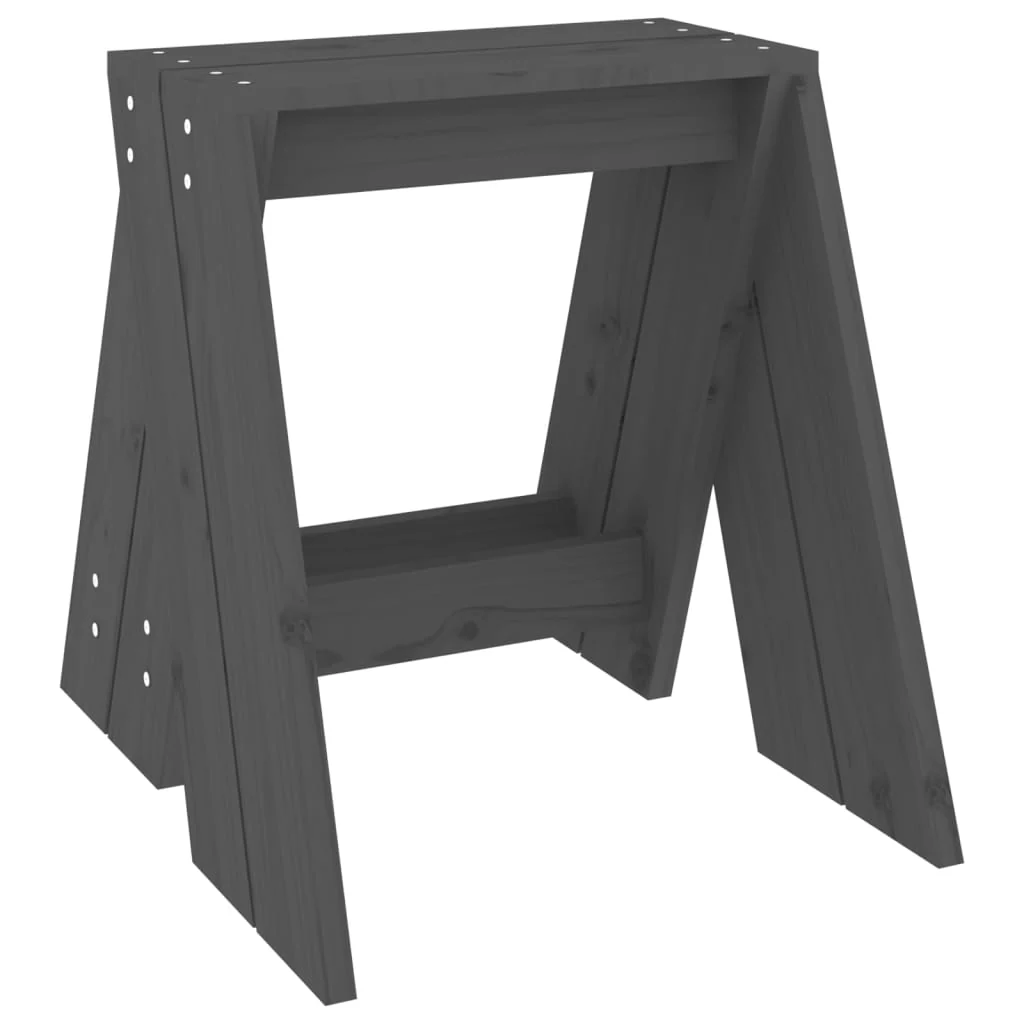 taburetter 2 stk. 40x40x45 cm massivt fyrretræ grå - Image 5