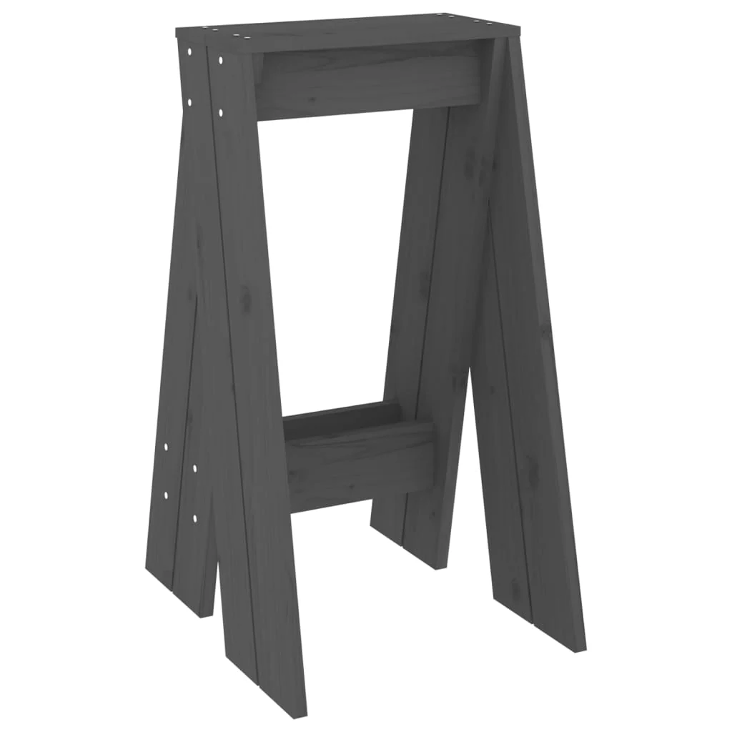 taburetter 2 stk. 40x40x75 cm massivt fyrretræ grå - Image 5
