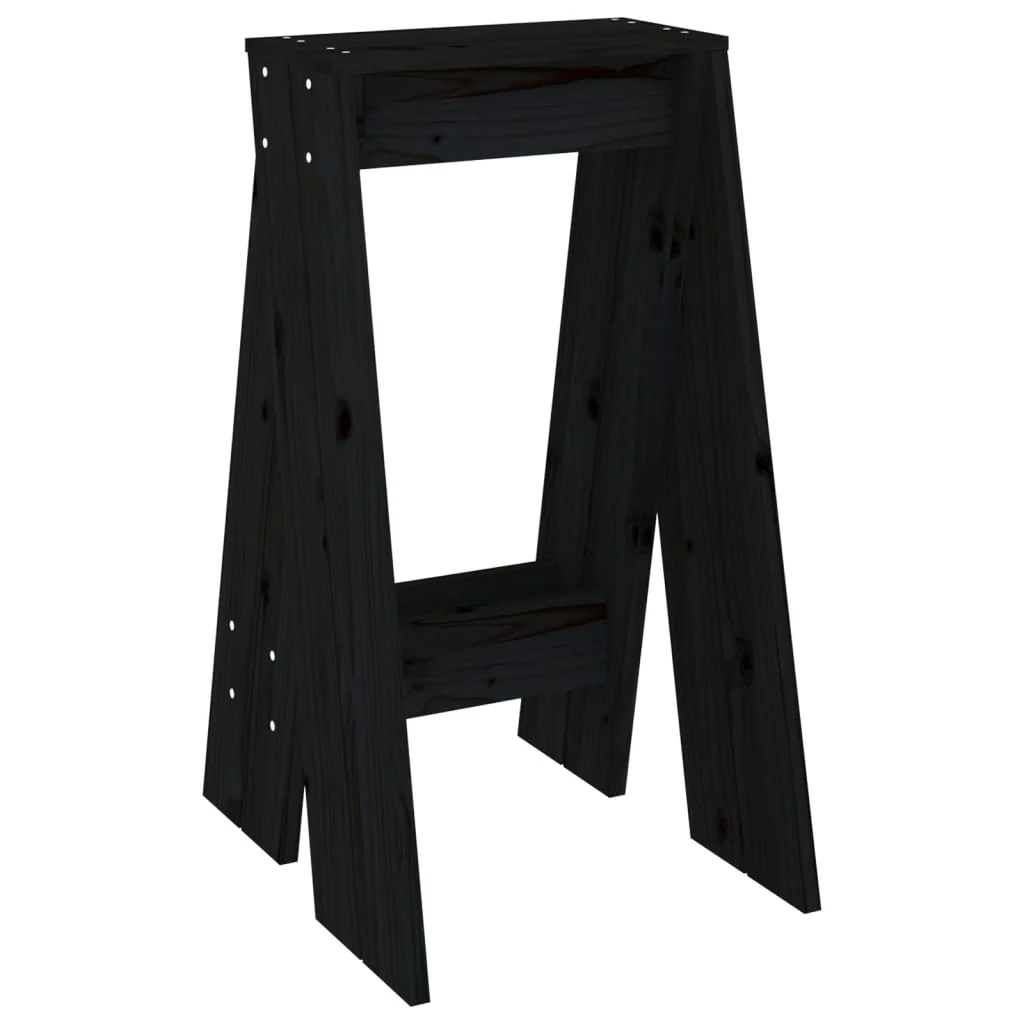 taburetter 2 stk. 40x40x75 cm massivt fyrretræ sort - Image 5