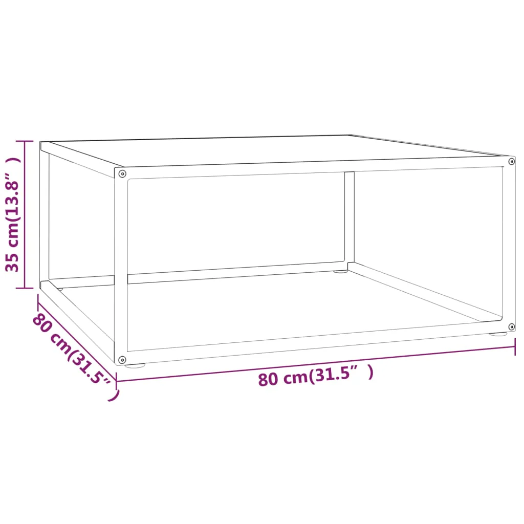 tebord 80x80x35 cm marmorglas hvid - Image 5