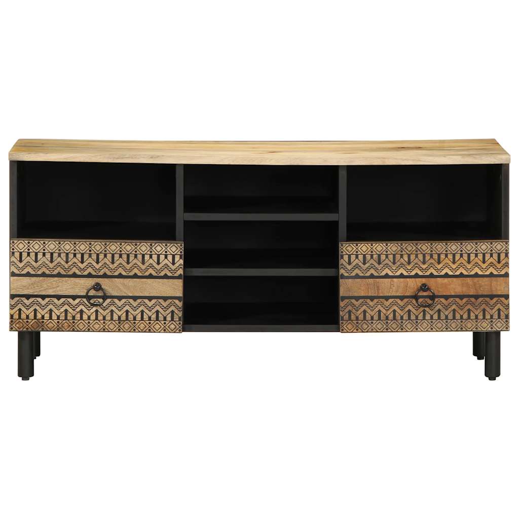 tv-bord 100x33,5x46 cm massivt ru mangotræ sort - Image 3