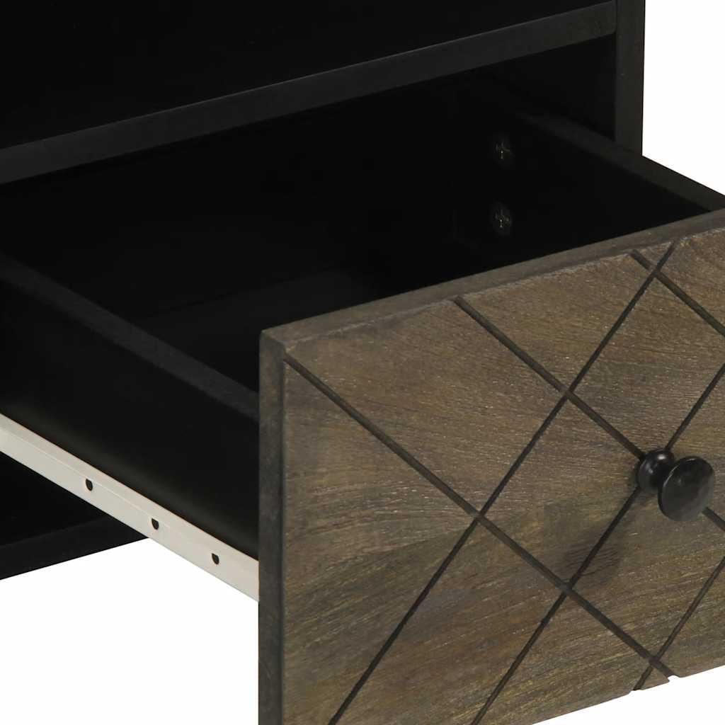tv-bord 100x33x46 cm massivt mangotræ sort - Image 7