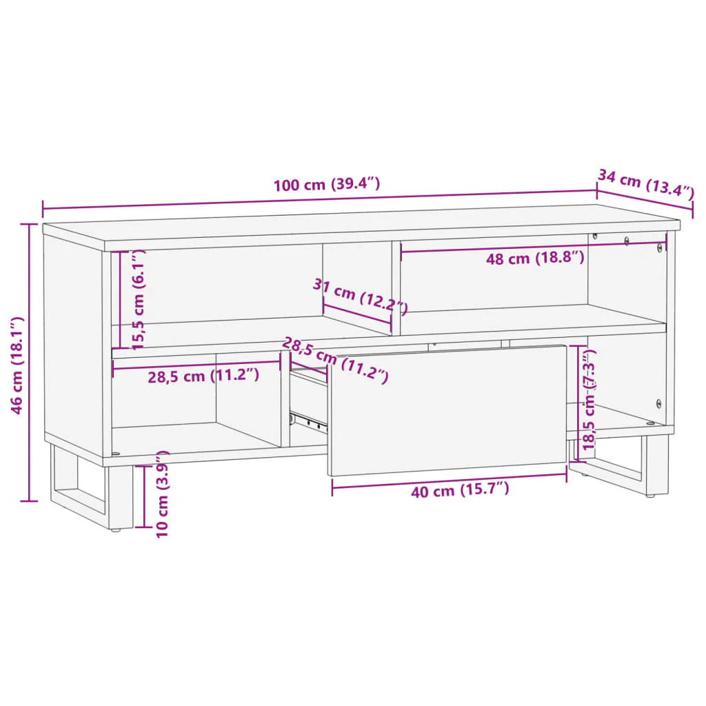 tv-bord 100x34x46 cm massivt akacietræ - Image 10
