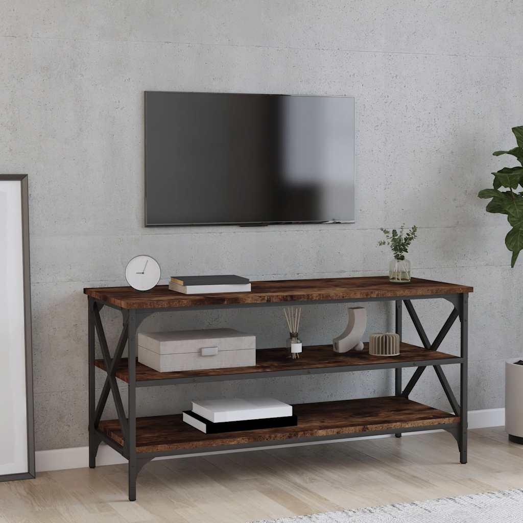 tv-bord 100x40x50 cm konstrueret træ røget egetræsfarve