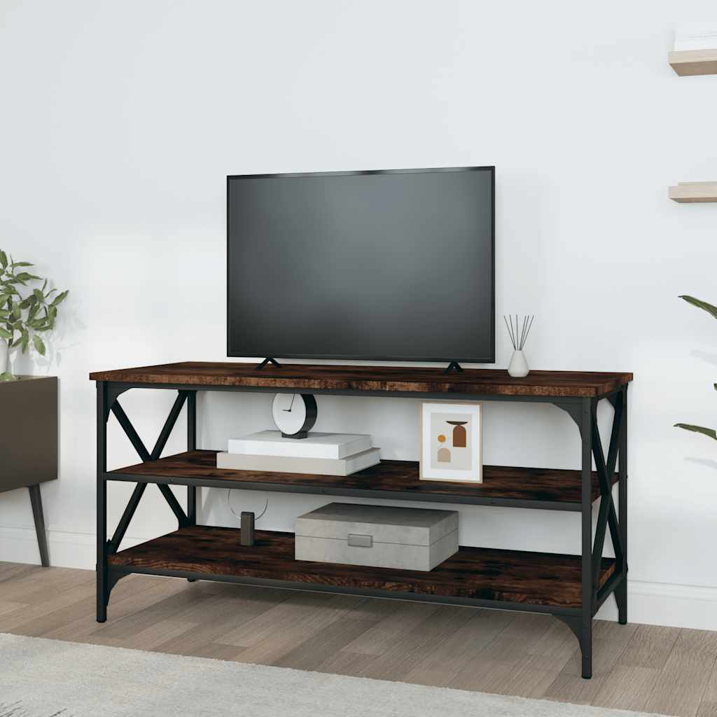 tv-bord 100x40x50 cm konstrueret træ røget egetræsfarve - Image 3