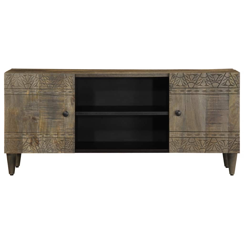 tv-bord 105x33,5x46 cm massivt mangotræ lysegrå - Image 2