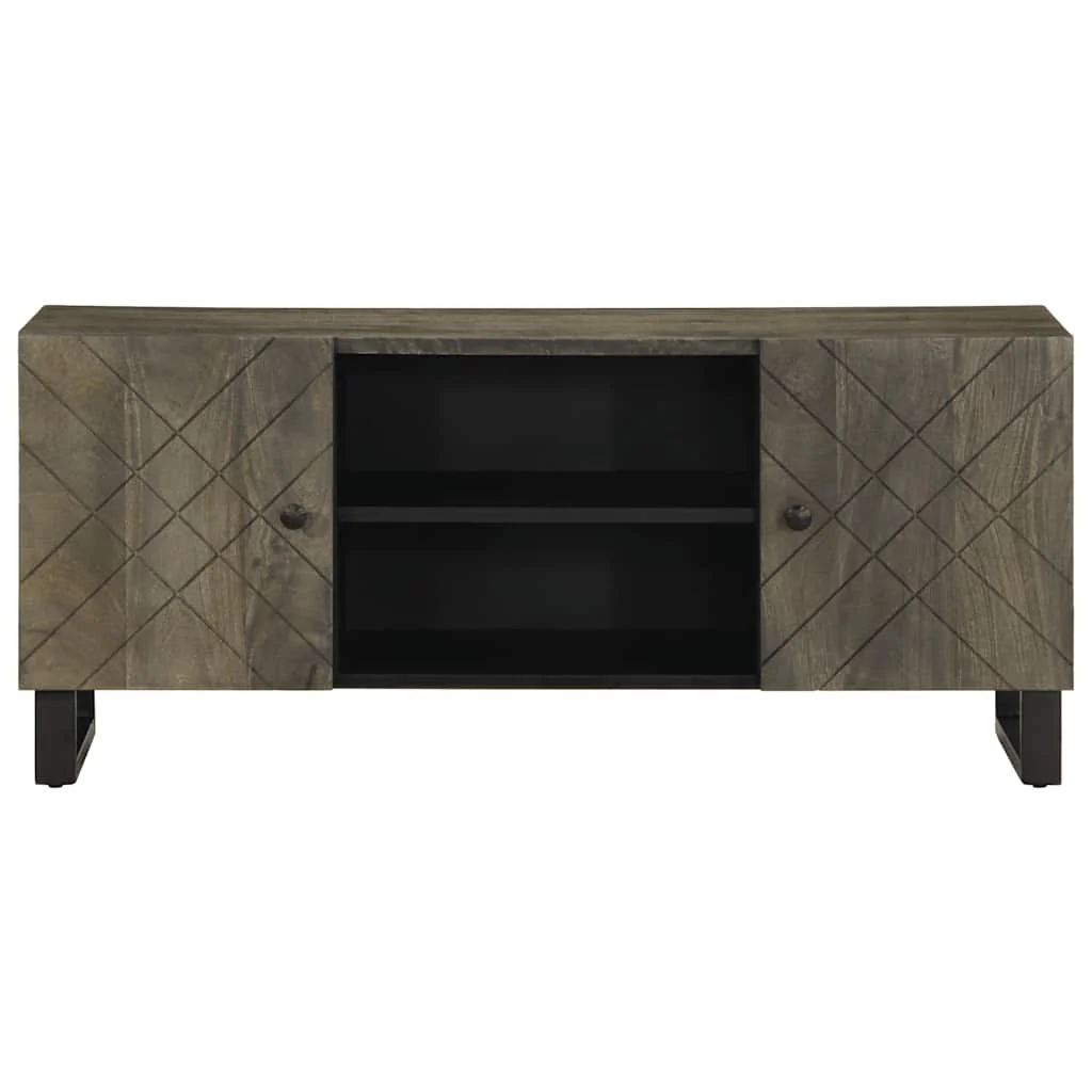 tv-bord 105x33x46 cm massivt mangotræ sort - Image 3