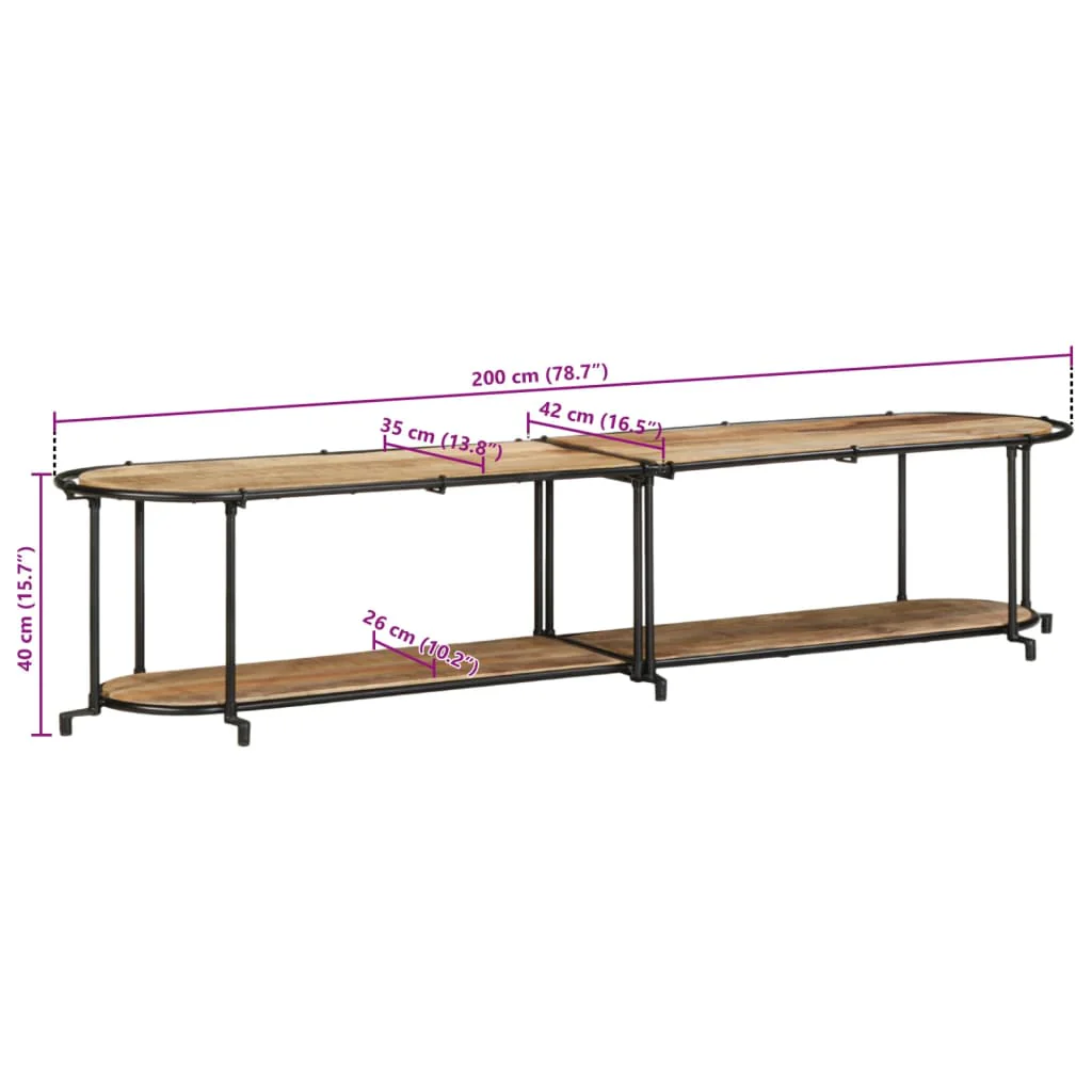 tv-bord 200x42x40 cm massivt ru mangotræ - Image 10