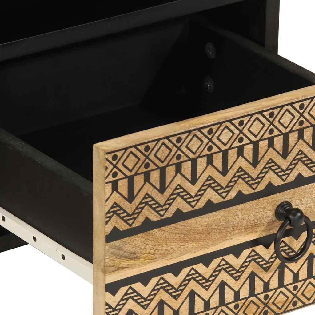 tv-bord 70x33,5x46 cm massivt ru mangotræ sort - Image 7