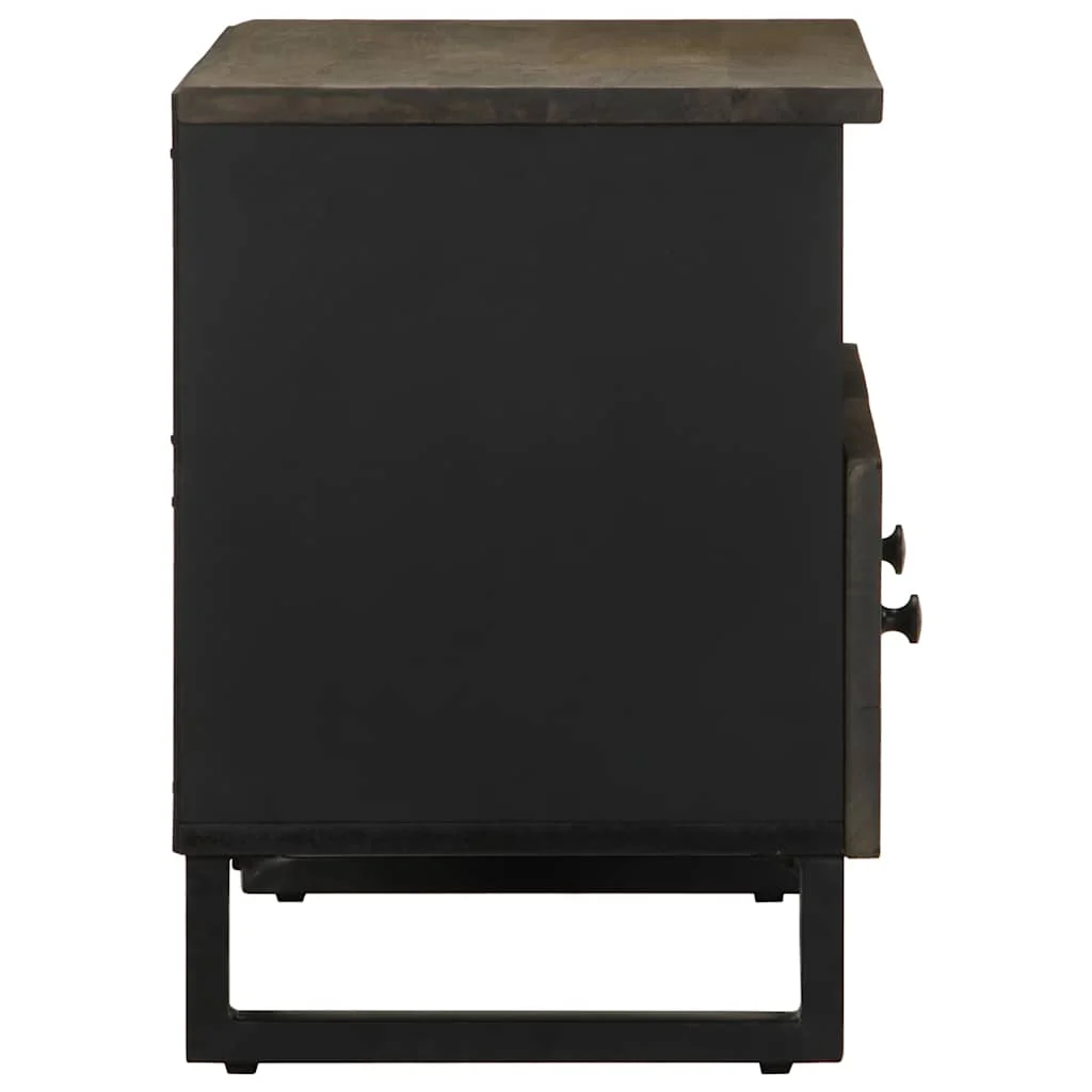 tv-bord 70x33x46 cm massivt mangotræ sort - Image 4