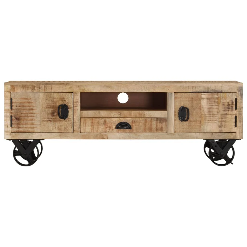 tv-bord med hjul 110x30x40 cm ru mangotræ - Image 4