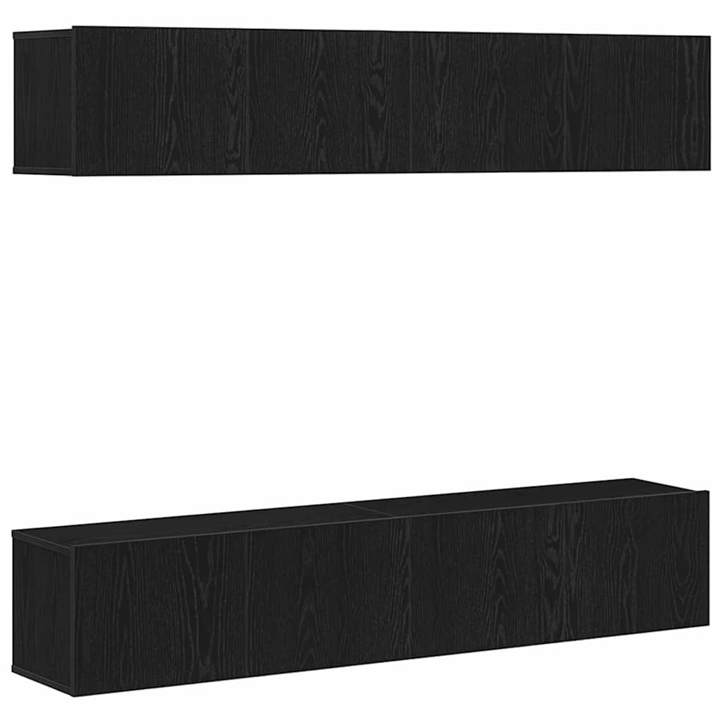 TV-møbelsæt 4 pcs Sort eg 80 x 30 x 30 cm Konstrueret træ