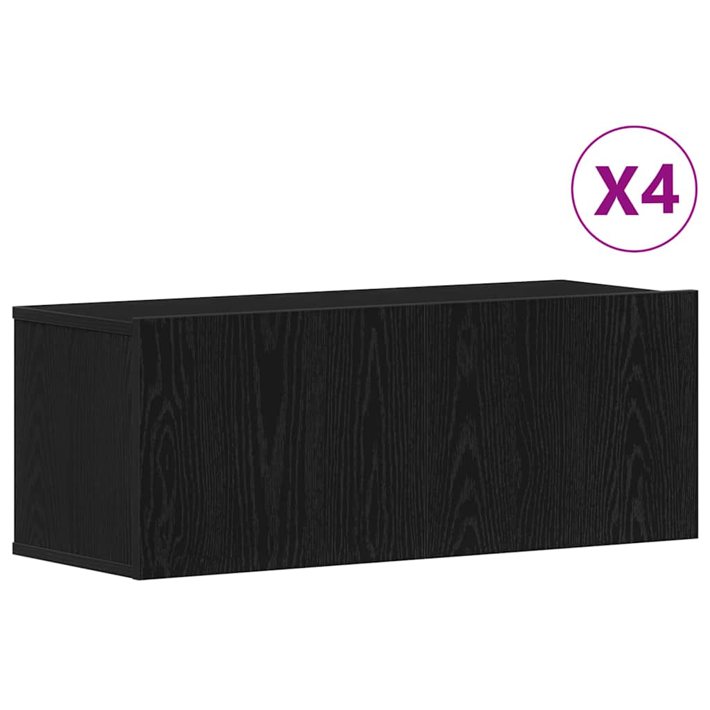 TV-møbelsæt 4 pcs Sort eg 80 x 30 x 30 cm Konstrueret træ - Image 3