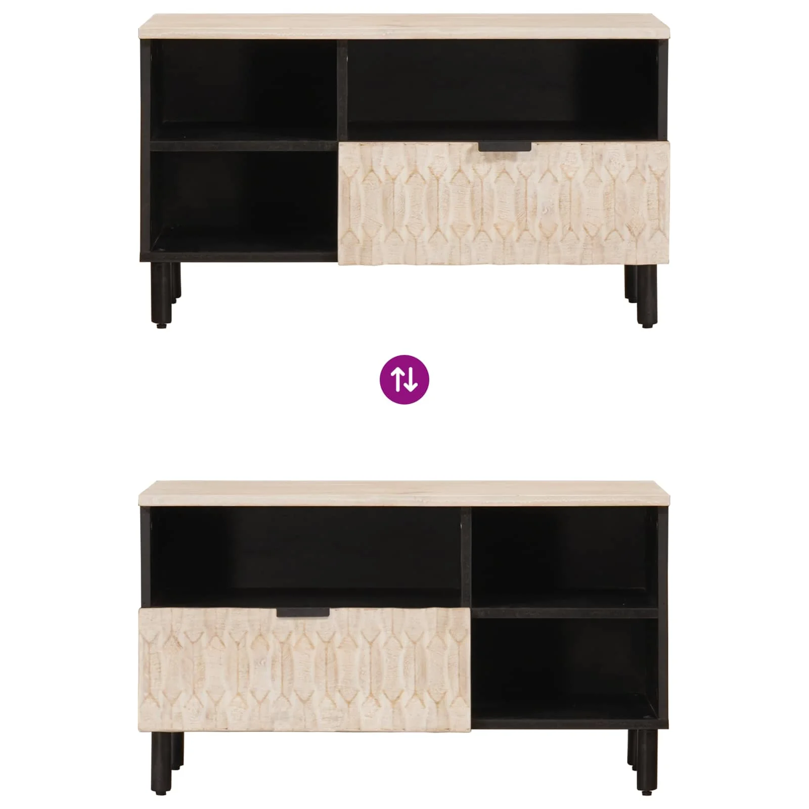TV-skab Hvid Vask Finish 80 x 33 x 46 cm Massivt mangotræ - Image 10