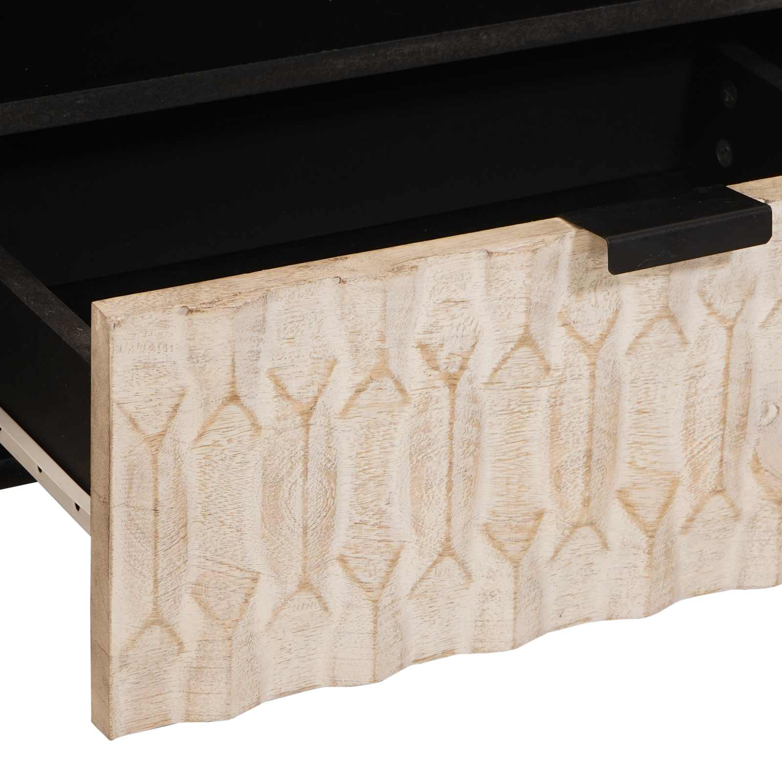 TV-skab Hvid Vask Finish 80 x 33 x 46 cm Massivt mangotræ - Image 7