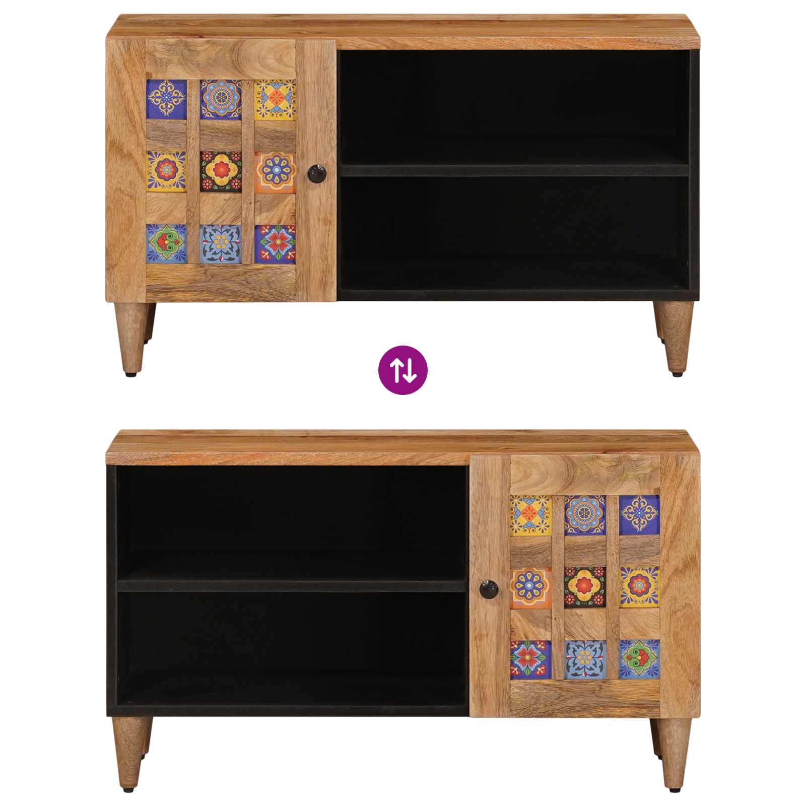 TV-skab med dør Naturfarvet 80 x 31,5 x 46 cm Massivt mangotræ - Image 10