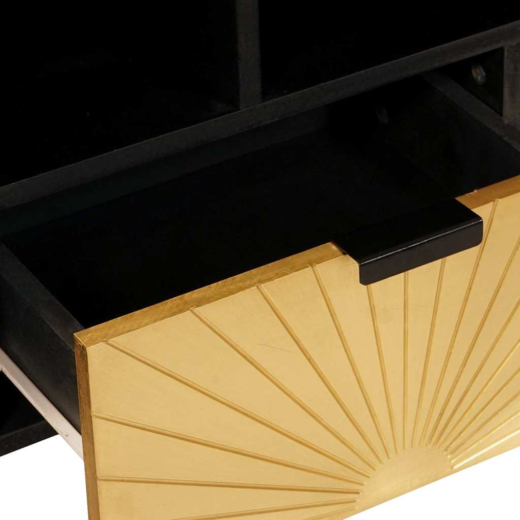 TV-skab med hylde Sort og Guld 100 x 33 x 46 cm Konstrueret træ - Image 7