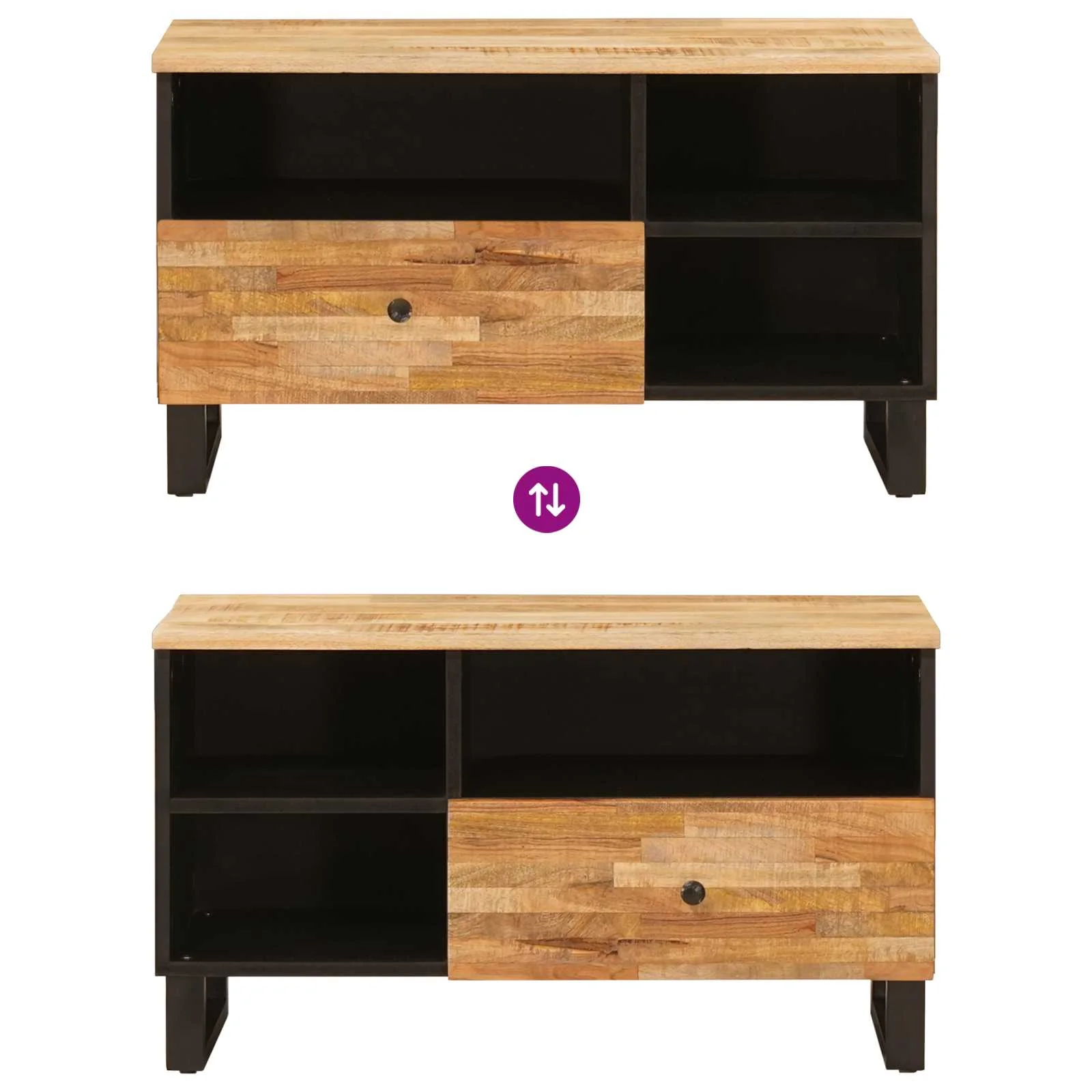 TV-skab med skuffe Brun 80 x 33 x 46 cm Massivt mangotræ - Image 10